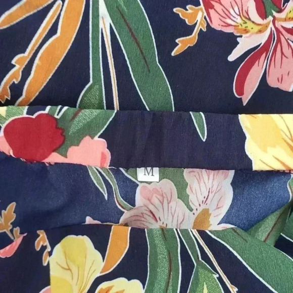 Boho Summer Floral maxi dress with slit in the front Medium Navy - Picture 5 of 11